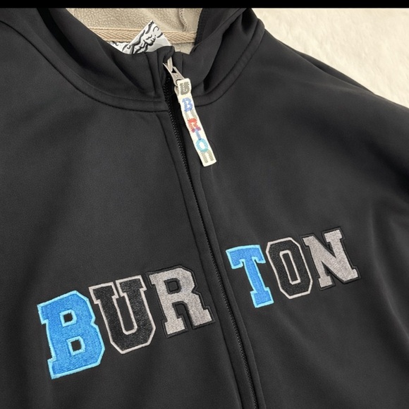 Burton Youth Large Black Zip Hoodie Blue Logo Snowboard Skate - Picture 2 of 6